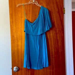 Teal, one shoulder shift dress